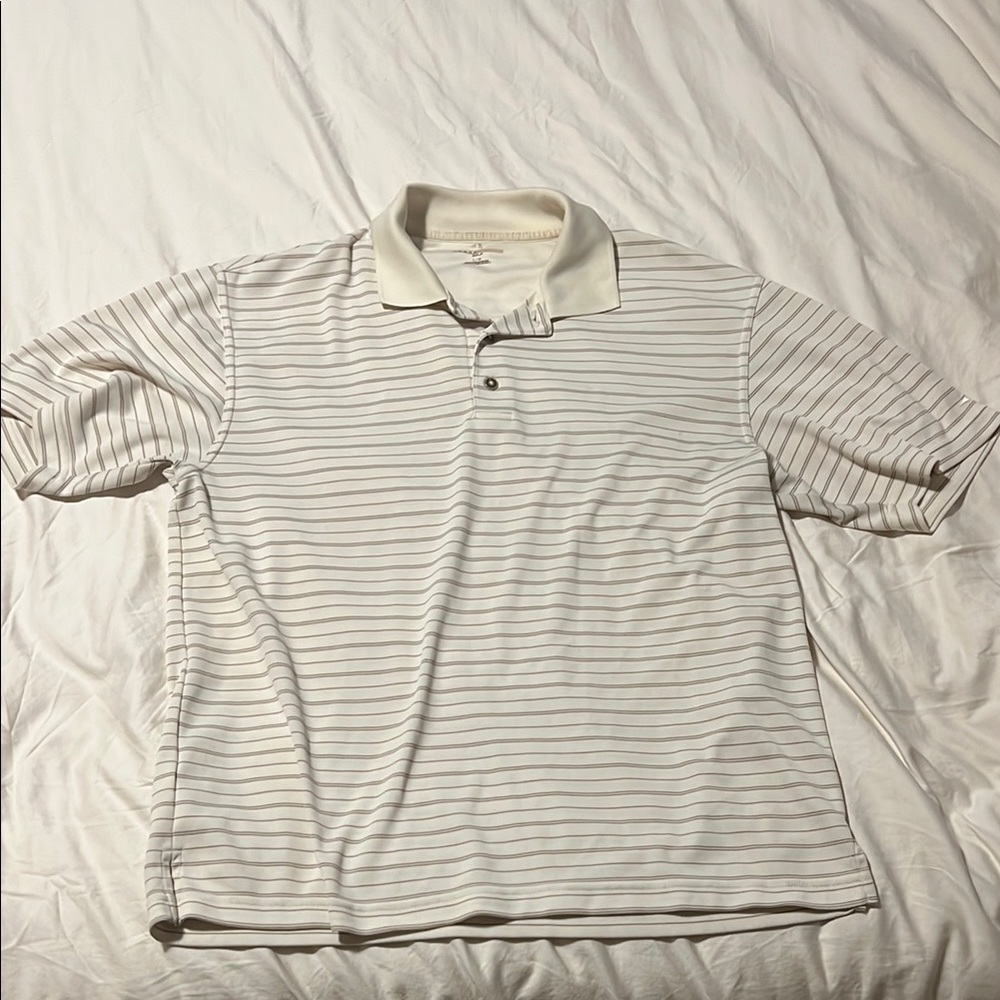 Men's vintage cream and brown Striped Polo Shirt